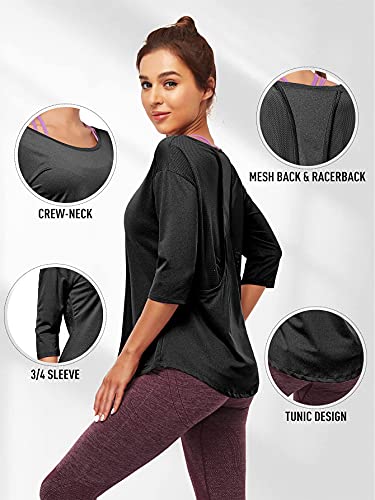 COOTRY Sportshirt voor dames met mesh mesh naden sportshirt losse functioneel shirt bovenstuk ademend casual yoga gym loopshirt - Image 3