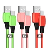 SCGK タイプc ケーブル USB C ケーブル 【3本セット】 type-c データ転送 急速充電 充電コード 高耐久素材 Xperia Samsung Galaxy Huawei Android各種他対応 (マルチカラー, ３本セット)