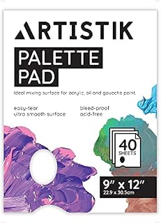 Tear-Off Palette (40 Sheets) Painting Palette Pad - Disposable Coated White Bleed-Proof Palette Sheets for Mixing Acrylic Watercolour Oil and Gouache Paint Colours, 9"x12"/21x29cm