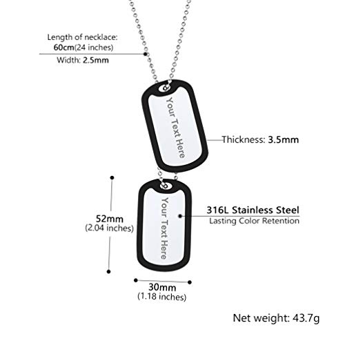 PROSTEEL Militärischen Erkennungsmarken 2 personalisiert Dog Tags im Armeestil mit Kugelkette und Silikon Edelstahl Medical Alert Anhänger Halskette Name Texte Gravur für Geburtstag Vatertag