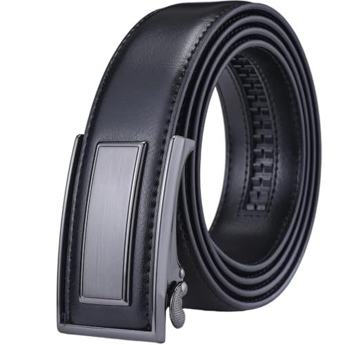 Men's Leather Ratchet Dress Belt With Adjustable Automatic Sliding Buckle 14Kdbk-Bk 140cm