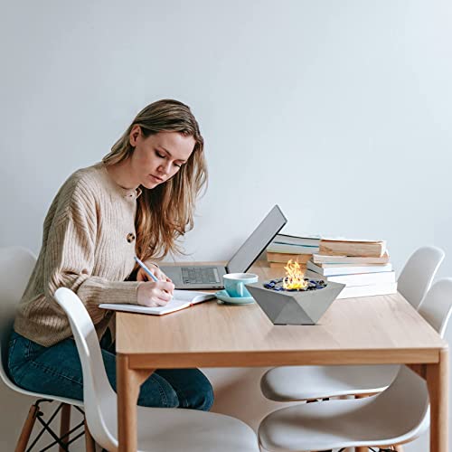 Limor Tabletop Fire Pit Bowl - Indoor Tabletop Fireplace Outdoor Portable Geometric Bio Ethanol Grey Mini Table Top Firepit #TOP7