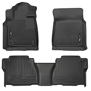 Husky Liners Weatherbeater Floor Mats | Fits 2007-2011 Toyota Tundra, CREWMAX & Double CAB ONLY (Footwell Coverage) | Front & 2nd Row, 3-pc Black – 98581