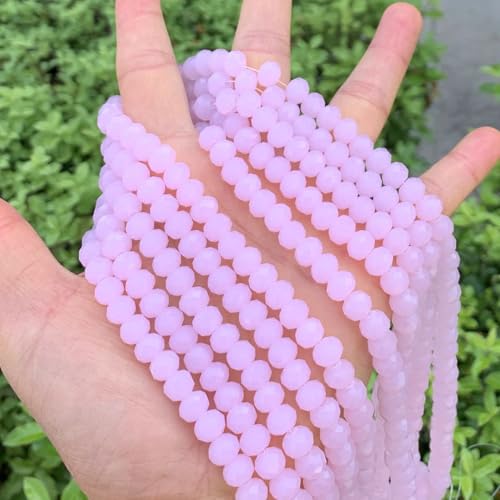 Image of 700pcs Czech Faceted Rondelle Crystal Glass Beads 8mm Bulk Pink Rose Opal