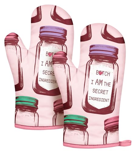 Slohif Funny Oven Mitt Heat Resistant - 2 Pack Pink Cute