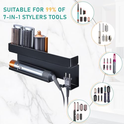 Curling Iron Holder Wall Mounted, Hair Tool Organizer, Hair Straighteners Holder Styler Accessories Metal, Hairdryer Holder for Bathroom, Flat Iron Holder for Vanity Bedroom Bathroom Barber Shops
