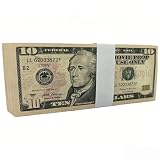 Glemall 100 Pcs 10-Value Play Money Bills for Kids, Classroom Play Money for Teacher Rewards, Arithmetic Drills, Role-Play and Tabletop Game Supplies, Simulation Currency Only (100, 10-Value Bills)