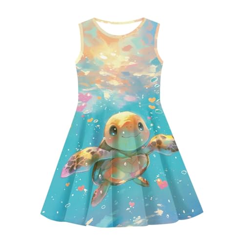 ZDCUSTOM Pink Sleeveless Casual Skater Dress, High Waist, Above the Knee, One Size, Girls 3-16 Years