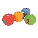 Gsycle 4 quietschende Latex-Hundebälle, 5,1 cm weiches Kau- und Apportierspielzeug für kleine und mittelgroße Hunde, interaktives Welpenspielzeug mit lustigen Mustern