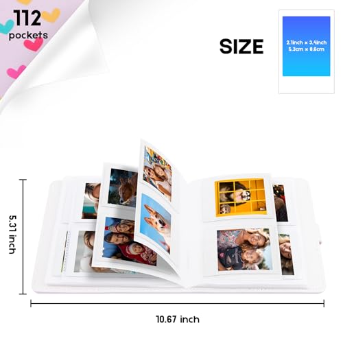 112 Pockets One-Handed Mini Photo Album 2 x 3 Portable Kpop Photocard Holder Compatible with Fujifilm Instax Mini Cameras/Polaroid Snap Touch/SocialMatic Instant Cameras (2Packs, Purple) - Image 3
