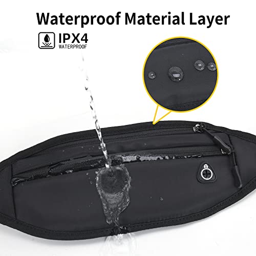 QKUDS Laufgürtel Handy bis 7 Zoll Hüfttasche für Damen Herren Kinder Mädchen Gürteltasche Bauchtasche wasserdichte für Sport Running Joggen Fitnesss Radfahren (Schwarz)