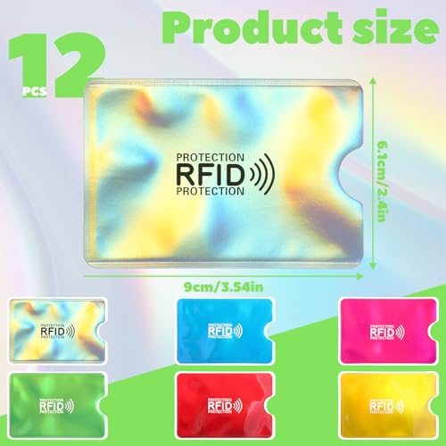 12Pcs RFID Blocking Card Sleeves Colorful Credit Card Protector Cover Travel Anti-Theft Credit Cards Holder RFID Blocker Fits Bags & Purses, 3.5 x 2.4 inch2