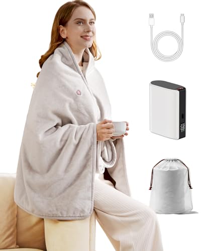 Cordless Heated Blanket with Battery Pack - Rechargeable Heated Shawl & Portable Heated...