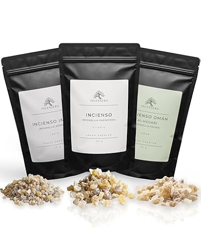 Juego de Incienso – 150 g resinas (3 x 50 g) – Omán, Etiopía y Resinas de la India – Set de Incienso para rituales de Invierno, Limpieza de energias de casa y Principiantes | Ya disponible en tu tienda friki favorita! En mundofriki.es!