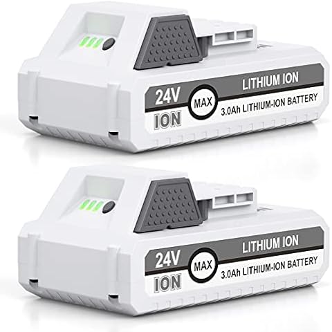 C D H 2 Packs 24V 3000mAh Replacement Battery for Snow Joe+Sun Joe 24V Lithium-iON Battery Series 24BAT-LTX/LTW/LTE/LT/XR EcoSharp Pro Cover