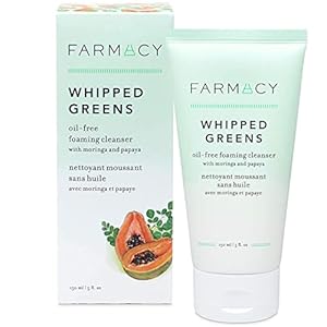 Farmacy Whipped Greens Face Wash – Oil Free Foaming Facial Cleanser for Combination and Oily Skin (5.0 Fl Oz)
