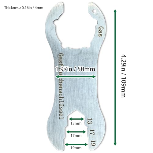YUNYU Llave cilíndrica de acero inoxidable, llave reguladora multifunción con abridor de botellas integrado, herramienta de camping al aire libre para tanques de propano y butano - imagen 2