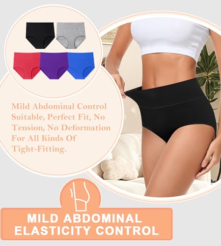 Image of MISSWHO Cotton High Waisted Women Underwear Soft Briefs Full Coverage Comfy Ladies Panties (Regular & Plus Size)