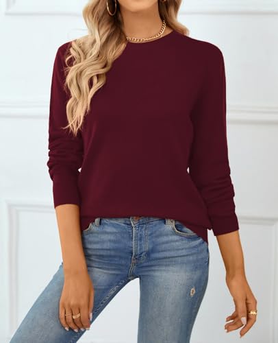 Image of QUALFORT Women's 100% Cotton Sweater, Basic Lightweight Long Sleeve Pullover