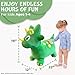 Plush Green Dinosaur Bounce & Ride-on Inflatable Hopper Toddler Toy with Pump