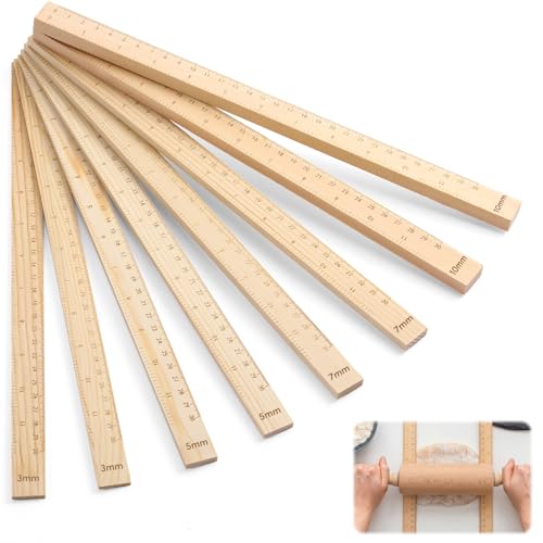 SiliFine 8 Pcs 13.4 Inch Rolling Pin Guides Clay Slab Roller with Scale