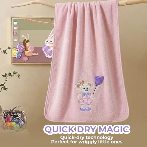 Image of MAXOSHINE Microfiber Kids Bath Towels Quick Dry Super Absorbent Super Soft Bath Towel for Babies Toddler-Baby Towel for Boys and Girls, Mini
