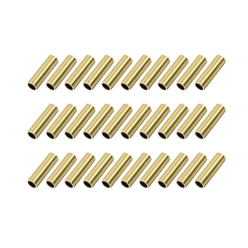 OFOWIN [30 Stück] Messing-Rundrohre, 30 mm Länge, 8 mm Außendurchmesser, 1 mm Wandstärke, Metall-Kupfer, nahtlos, gerade Rohre für DIY-Zugluft-Dekorationsrahmen Cover