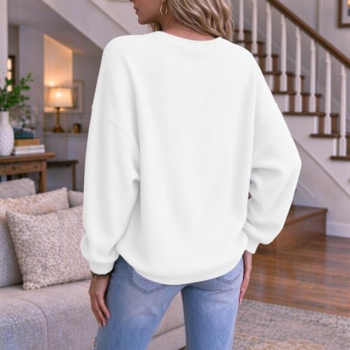 Waffle Knit Tops for Women Faux Layered V Neck Waffle Knit Henley | Waffle Knit, Non‑Bulky, Relaxed Fit, Retro Classic, Soft, Ribbed Texture, No Bloated Feeling, Long Sleeve, Oversized - image 4