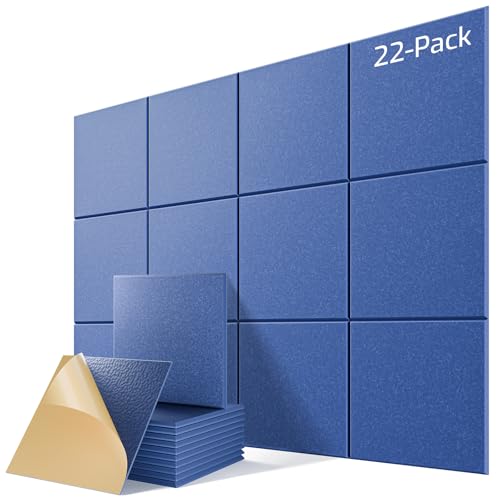 Image of 22 Pack Self-Adhesive Acoustic Panels, 12 inch X 12 inch X 0.4 inch High-Density Sound Proof Foam Panels for Walls, Soundproof Wall Panels for Home & Office (Sky Blue)