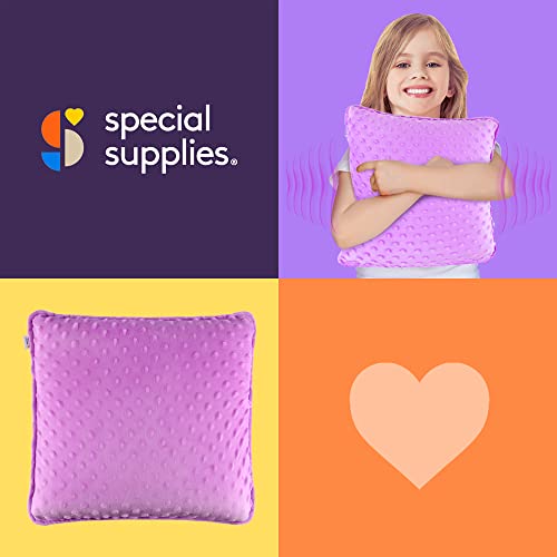 Special Supplies Vibrating Pillow Sensory Pressure Activated Calm For Kids And Adults, 12” X 12” Plush Minky Soft Cover With Textured Therapy Stimulation Bumps, Purple #TOP7