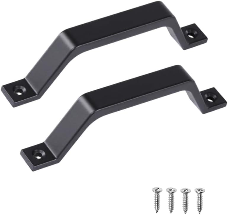 6.1 Inch Barn Door Handles, Gate Handles Hardware, Sliding Door Pull Handles for Sliding Barn Door Gate Cabinet Closet Drawer Garage Shed (Black-2 Pcs)