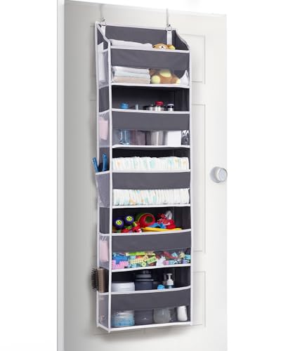 Image of ULG 1 Pack Compact Size Over Door Organizer Slim Door Storage for Small-Sized Doors, 5 Shelves, Dark Gray