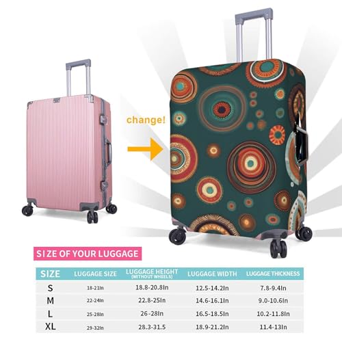 Housse valise motif cercles ethniques floraux extensible en polyester