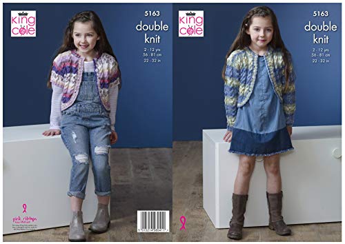King Cole 5163 Knitting Pattern Girls Short and Long Sleeved Cardigans in Splash DK3
