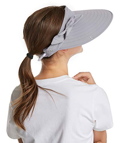 Icolor Women Sun Cap Finshing Hats Upf+50 Detachable Face Mask Neck Flap Visor Wide Brim Sun Protection Hiking Hats (Light Gray) #TOP6