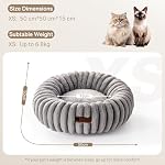 MEWOOFUN katzenbett Flauschig Donut hundebett kleine Hunde Waschbares - Angstlösendes Beruhigendes katzenbett große Katzen Welpenbett mit Rutschfester Unterseite, grau 50x50cm – Bild 5