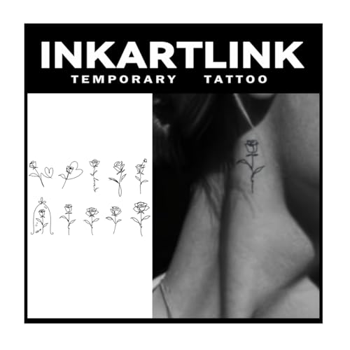 INKARTLINK 2 Sheets Roses Temporary Body Art, Realistic Matte Look