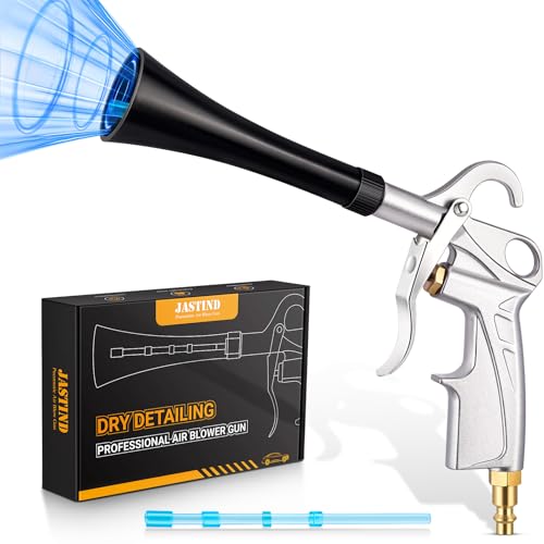 JASTIND Tornado Car Cleaning Gun Powerful Dry Car Detailing Air Gun Blower with Replacement Blasting Tube Brass 1/4 IN NPT Quick Connector Metal Air Blaster for Air Compressor Attachments