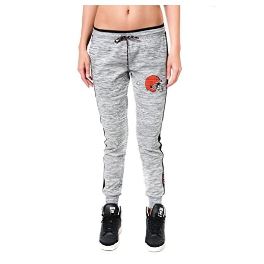 Ultra Game NFL Cleveland Browns Womenss Active Basic Fleece Jogger Sweatpants, Gray Space Dye, Small