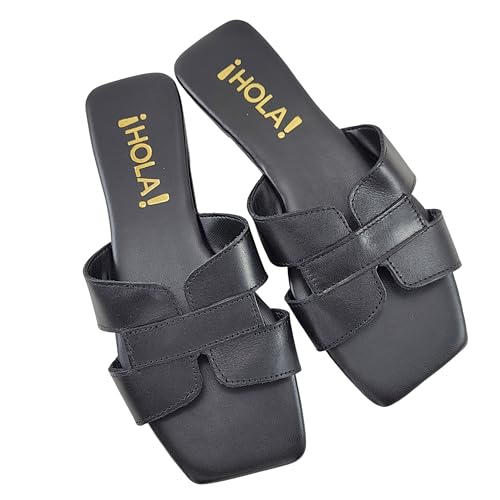 Rasteirinha H de couro Yape Chinelo Rasteira (Preto, BR, Adulto, Numérico, 37)