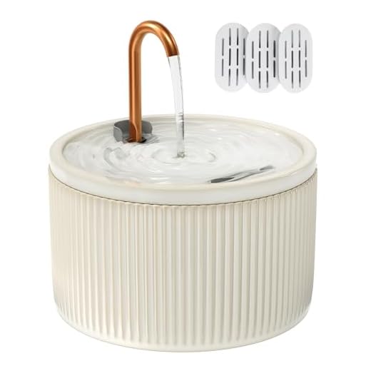 MISFANS Ceramic Cat Water Fountain, All-Ceramic Body, Pure Copper Spout