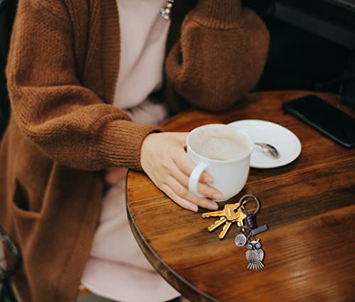 Aupra Silver Owl Keychain Gift Idea Women Men Bird Leather Keyring Girl Boy Friendship Small Surprise Present Home Car Key Chain Ring #TOP6