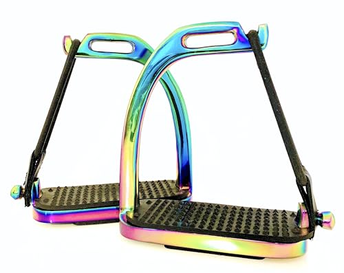 EXTREME Sicherheitssteigbügel – Pfauen-Design – Aluminium – Schnellverschluss – Größen: 4\, 4.5\, 5\ (4.5 inch)