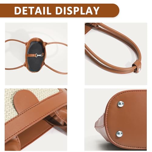 Bolso Tote para mujer, tejido a mano, color caqui miniatura 5