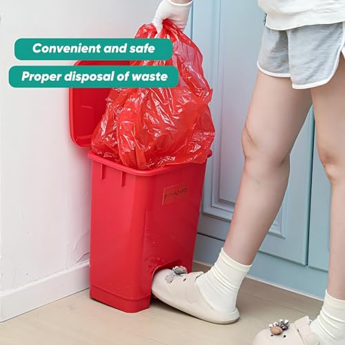 Geiserailie 6 Set 5.3 Gallon Biohazard Trash Can with Foot-Operated Self-Closing Lid, Biohazard Labels & Bags for Lab Industrial Infectious Waste Disposal, Step to Open, Step Again to Close by Geiserailie - Image 4