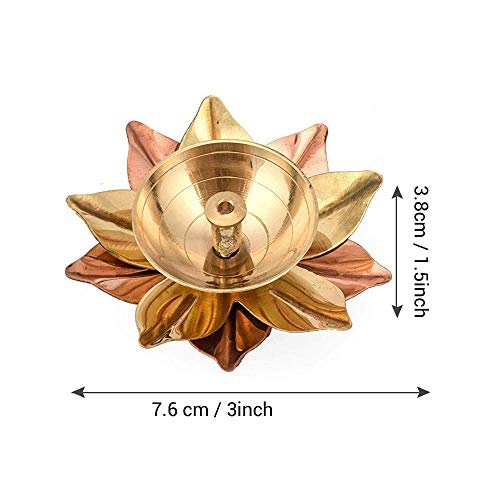 Image of TIED RIBBONS Pack of 8 Brass Akhand Diya Deepak for Decoration - Brass Diya for Puja Oil Puja Lamp - Diwali Decorations Items for Home Decor and Gifts (Golden, 6.8 cm x 6.8 cm)