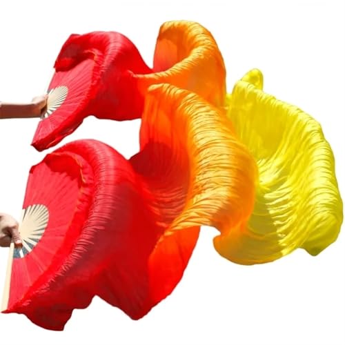 Éventails de danse du ventre en dégradé de couleurs avec voiles longs et fluides