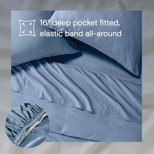 Sijo AiryWeight Tencel Sheet Set, 100% Lyocell Derived from Eucalyptus, Buttery Soft, Architectural Digest 2022 Best Cooling Sheets Winner - 3pc - 2 Pillowcases 1 Fitted (Sky, King)