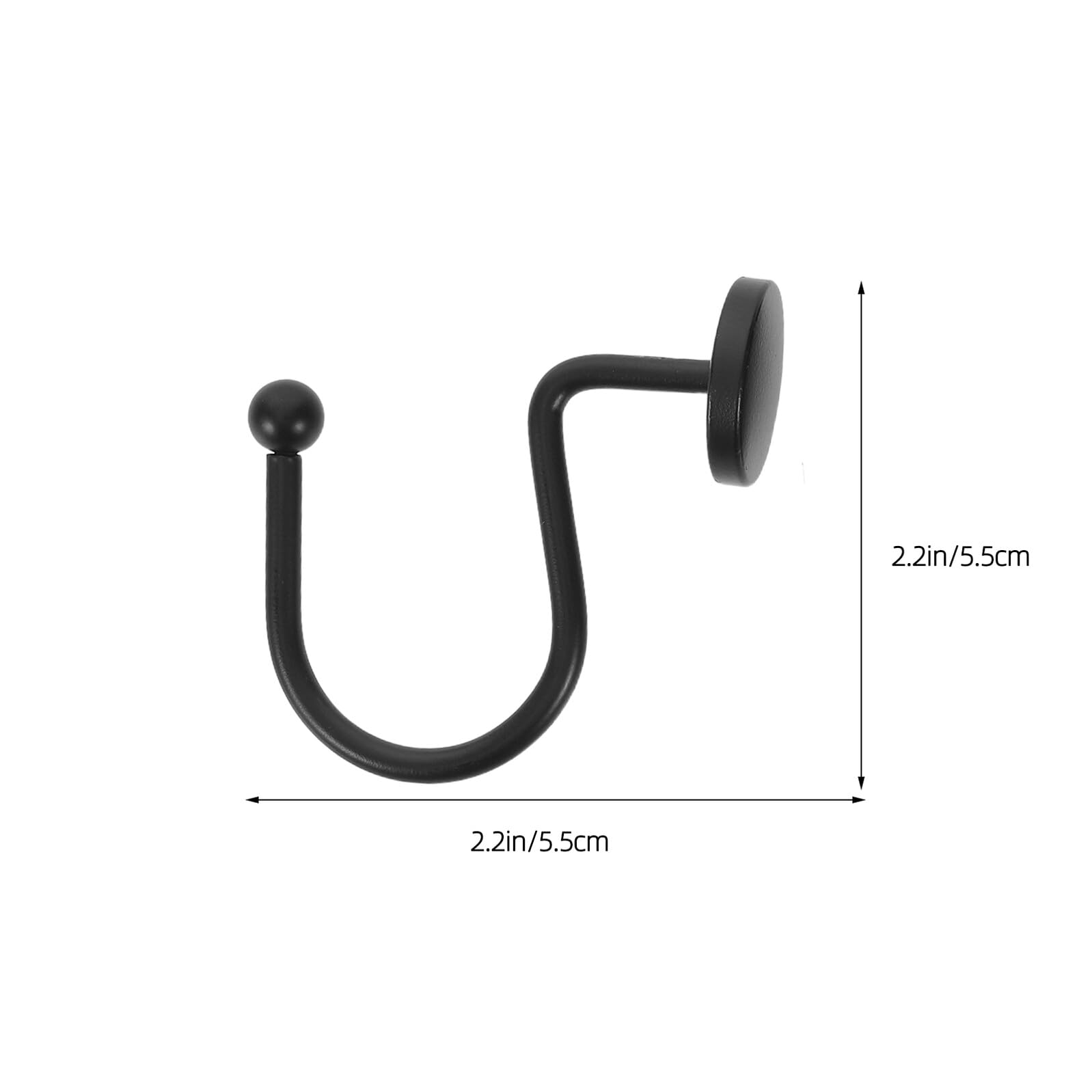 Crochets de Rideau de Bain Ronds Noirs en Métal, Lot de 24