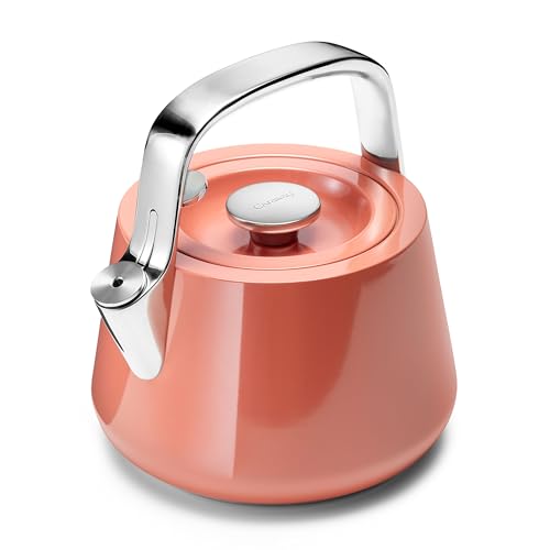 Image of Caraway 2 Quart Whistling Tea Kettle - Durable Stainless Steel Tea Pot - Fast Boiling, Stovetop Agnostic - Non-Toxic, PTFE & PFOA Free - Includes Pot Holder - Perracotta
